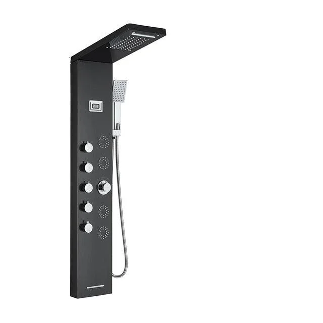 LED Light Waterfall Shower Tap SPA Massage Black Bathroom Shower -Bathlova