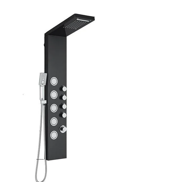 LED Light Waterfall Shower Tap SPA Massage Black Bathroom Shower -Bathlova