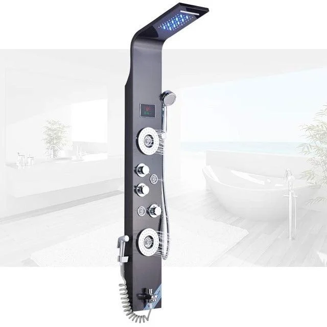 LED Light Waterfall Shower Tap SPA Massage Black Bathroom Shower -Bathlova