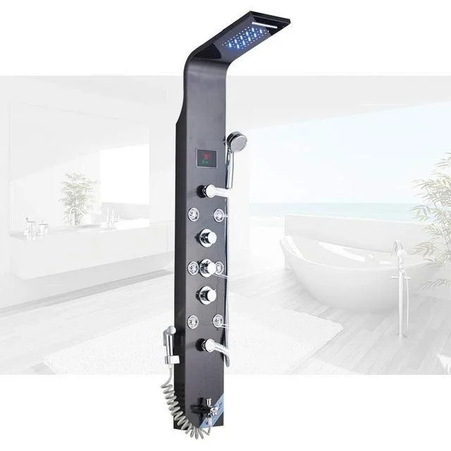 LED Light Waterfall Shower Tap SPA Massage Black Bathroom Shower -Bathlova