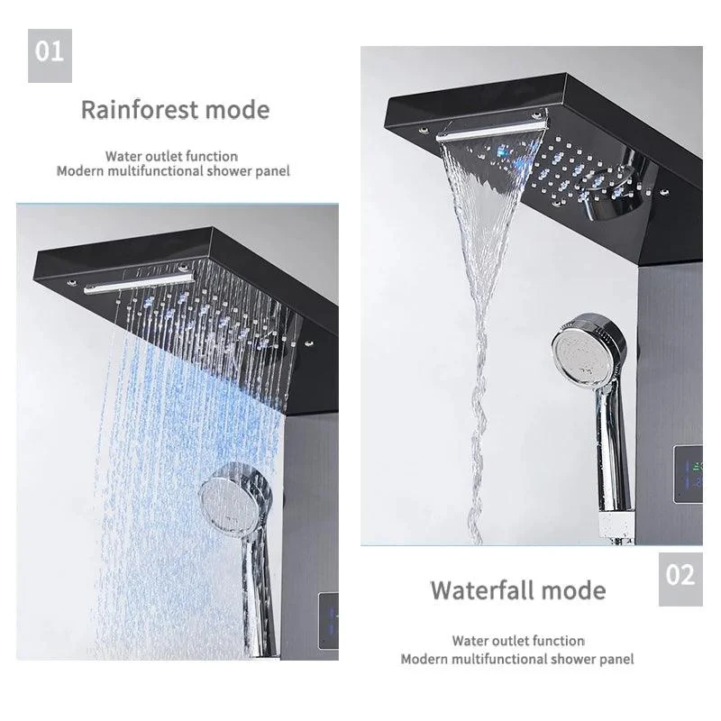 LED Light Waterfall Shower Tap SPA Massage Black Bathroom Shower -Bathlova