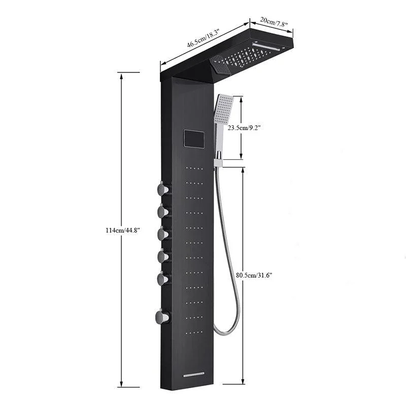 LED Light Waterfall Shower Tap SPA Massage Black Bathroom Shower -Bathlova