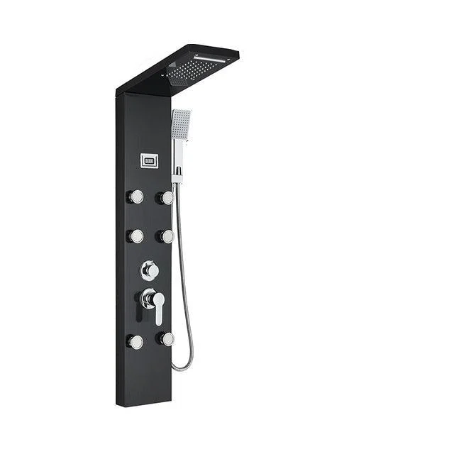 LED Light Waterfall Shower Tap SPA Massage Black Bathroom Shower -Bathlova