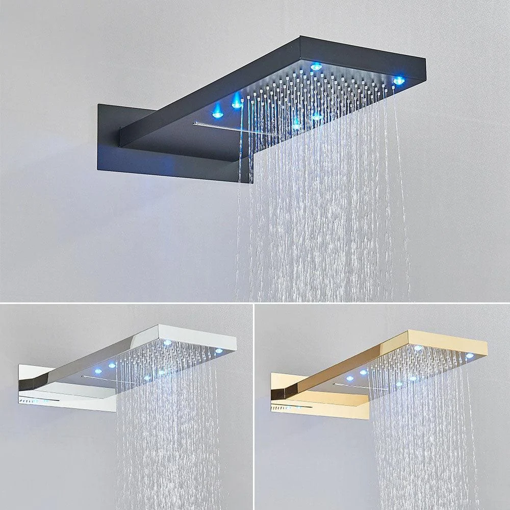 LED Rain Waterfall Three Colors Change Wall Mounted Showerhead -Bathlova