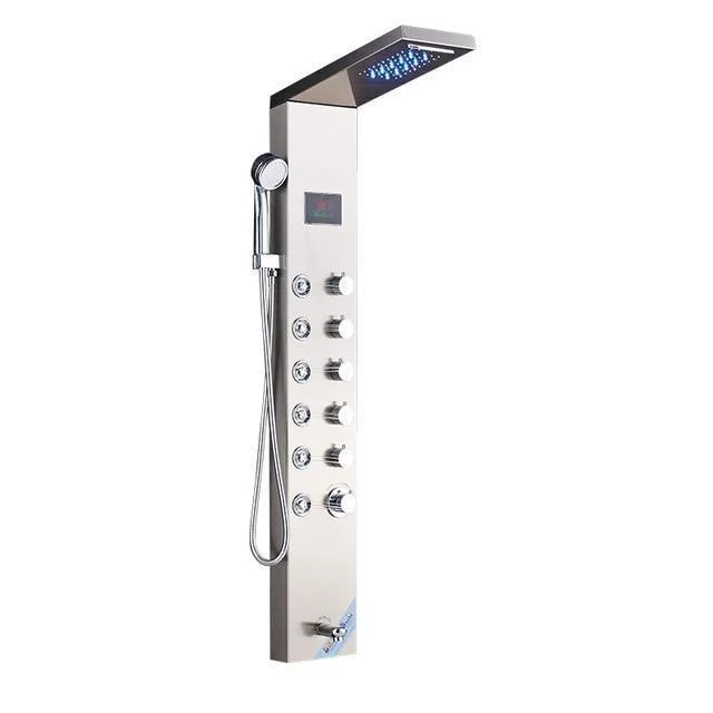 LED Shower Panel Column Bathtub Mixer Tap With Hand Shower Temperature Screen -Bathlova