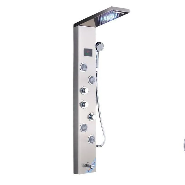 LED Shower Panel Column Bathtub Mixer Tap With Hand Shower Temperature Screen -Bathlova