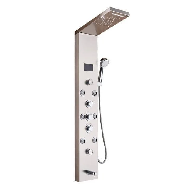 LED Shower Panel Column Bathtub Mixer Tap With Hand Shower Temperature Screen -Bathlova