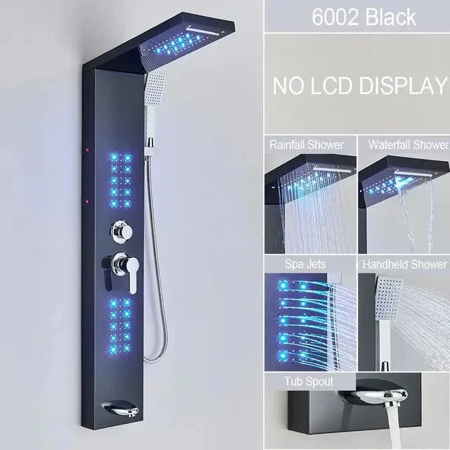 LED Shower Panel Massage Jet Bath Shower Column Double Handle Mixer Tap -Bathlova