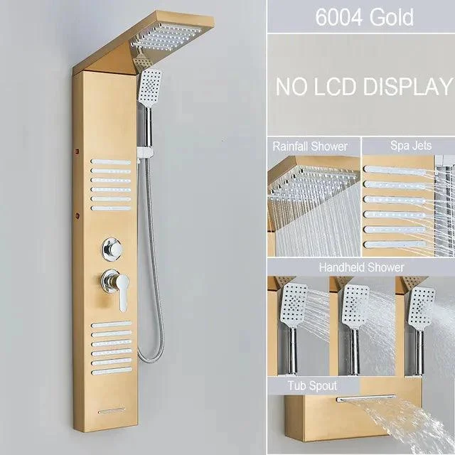 LED Shower Panel Massage Jet Bath Shower Column Double Handle Mixer Tap -Bathlova