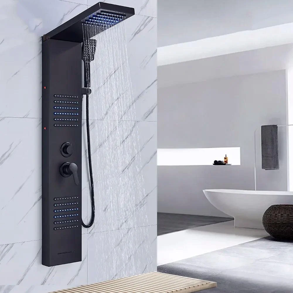 LED Shower Panel Massage Jet Bath Shower Column Double Handle Mixer Tap -Bathlova