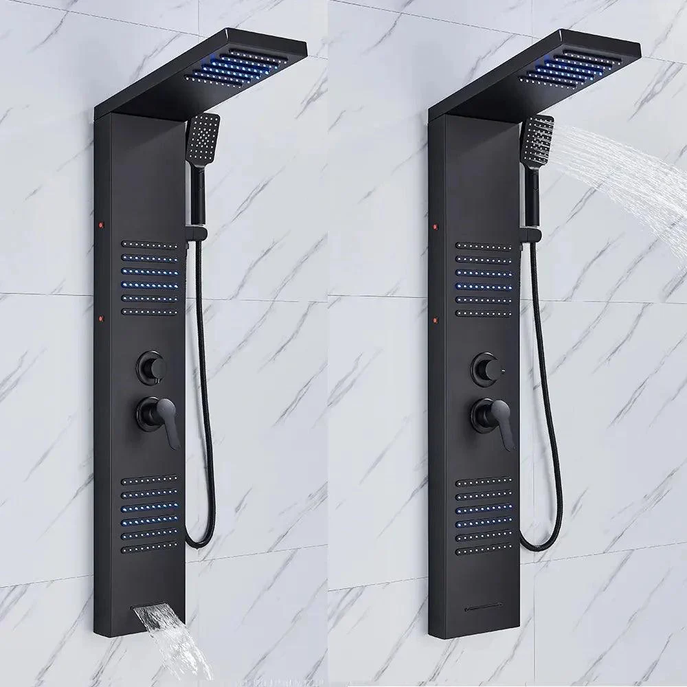 LED Shower Panel Massage Jet Bath Shower Column Double Handle Mixer Tap -Bathlova