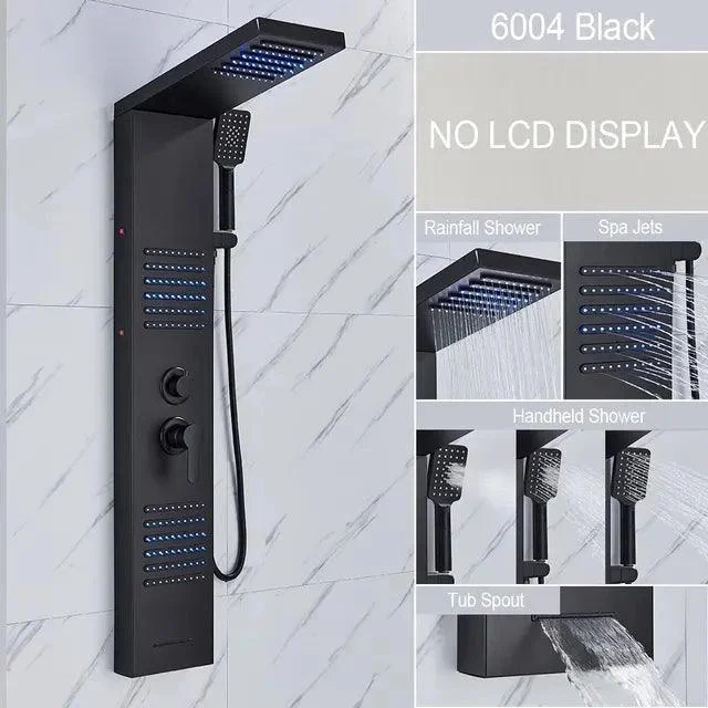 LED Shower Panel Massage Jet Bath Shower Column Double Handle Mixer Tap -Bathlova