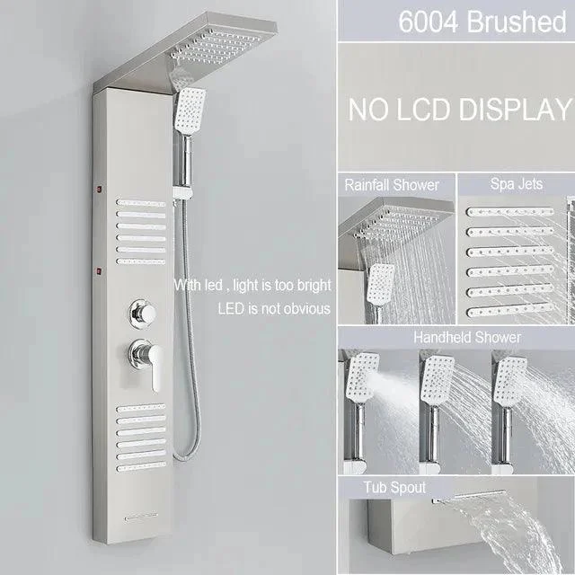 LED Shower Panel Massage Jet Bath Shower Column Double Handle Mixer Tap -Bathlova