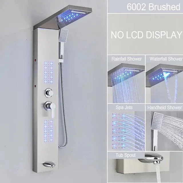 LED Shower Panel Massage Jet Bath Shower Column Double Handle Mixer Tap -Bathlova