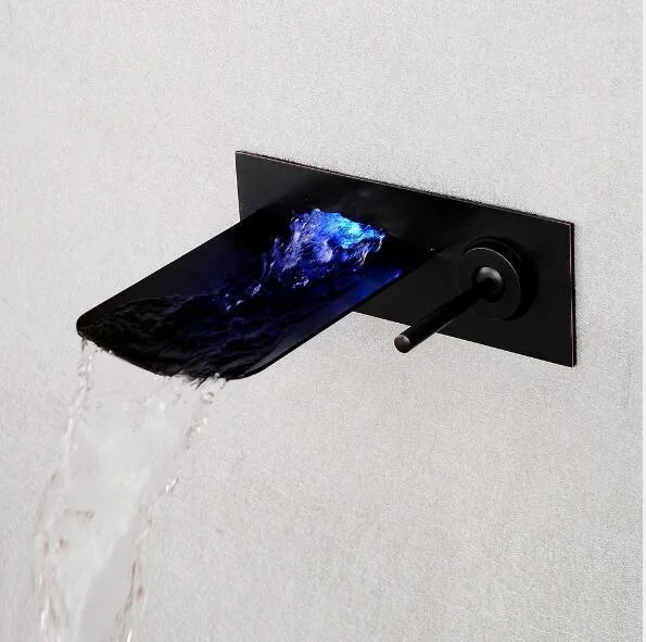 LED Wall Mounted Waterfall Bathroom Tap with Single Handle -Bathlova