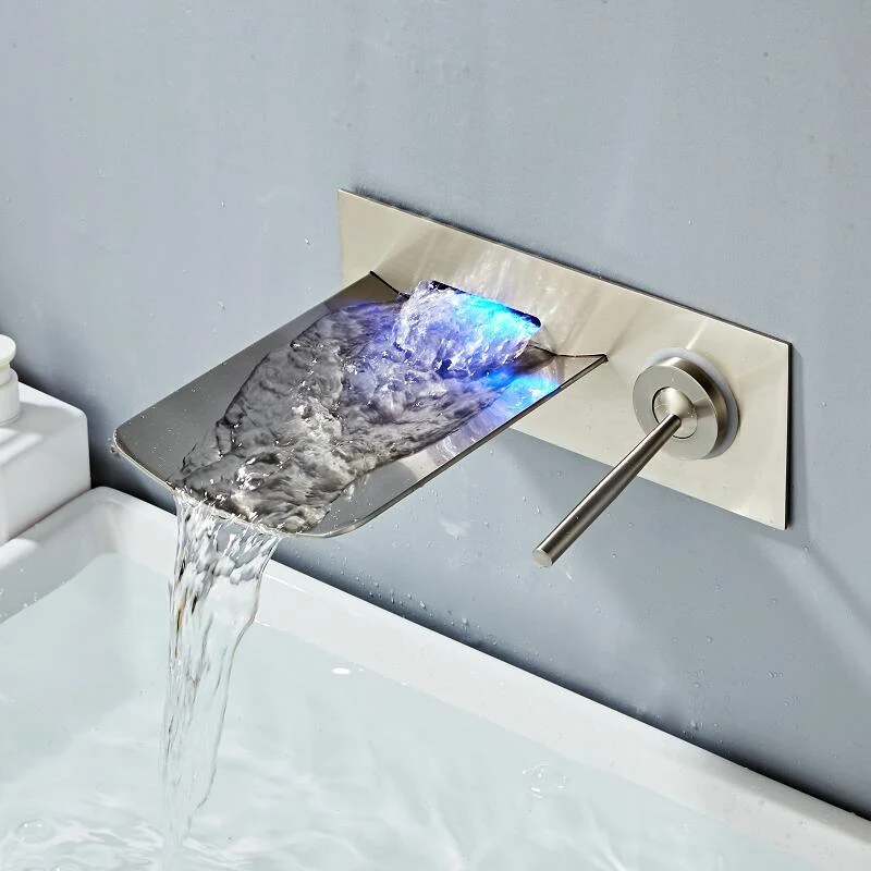 LED Wall Mounted Waterfall Bathroom Tap with Single Handle -Bathlova