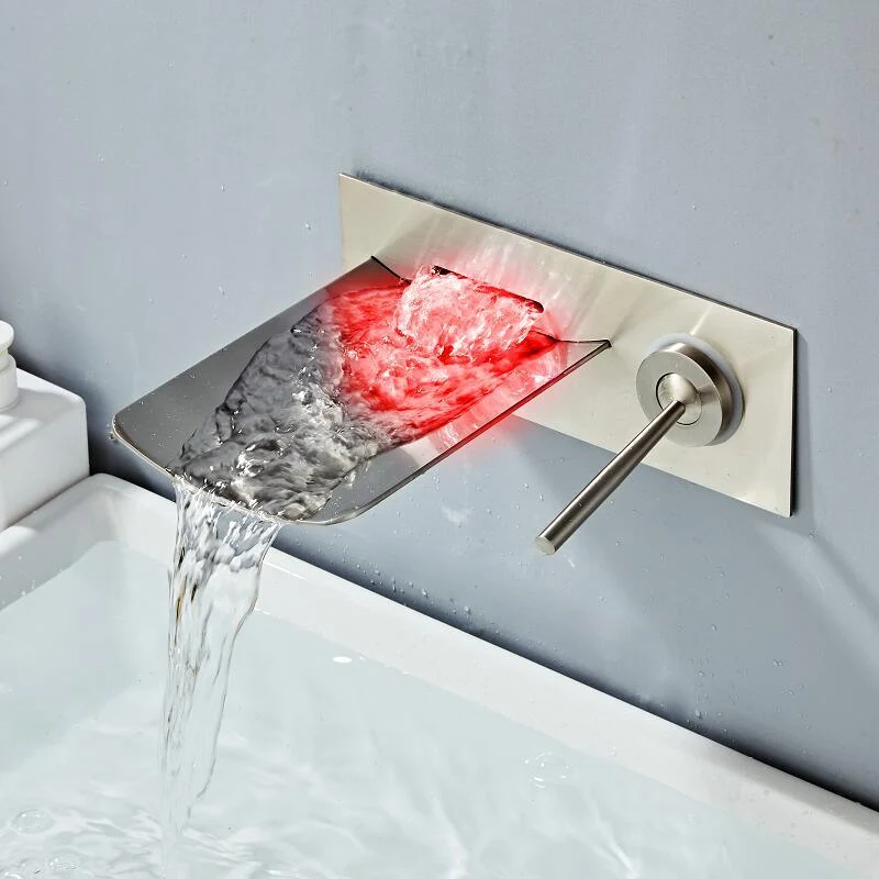 LED Wall Mounted Waterfall Bathroom Tap with Single Handle -Bathlova