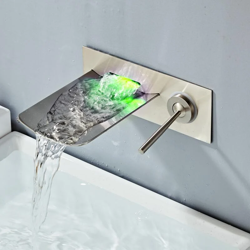 LED Wall Mounted Waterfall Bathroom Tap with Single Handle -Bathlova