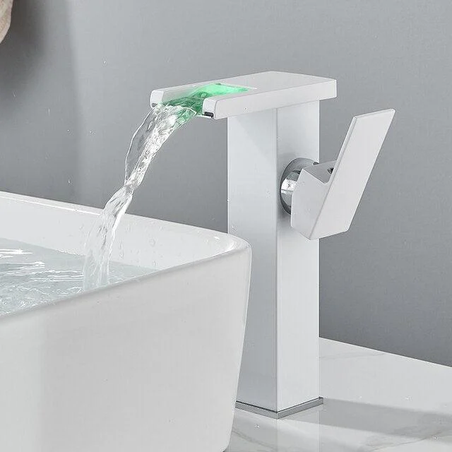 LED Waterfall Tap Color Changes With Temperature Basin Mixer Tap -Bathlova