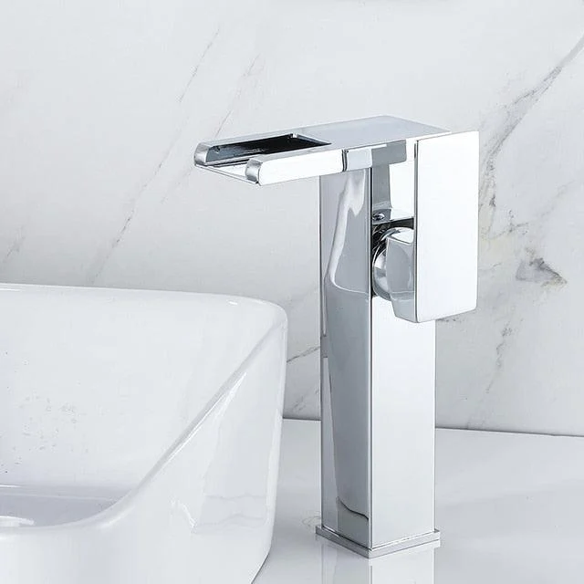 LED Waterfall Tap Color Changes With Temperature Basin Mixer Tap -Bathlova