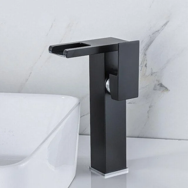 LED Waterfall Tap Color Changes With Temperature Basin Mixer Tap -Bathlova