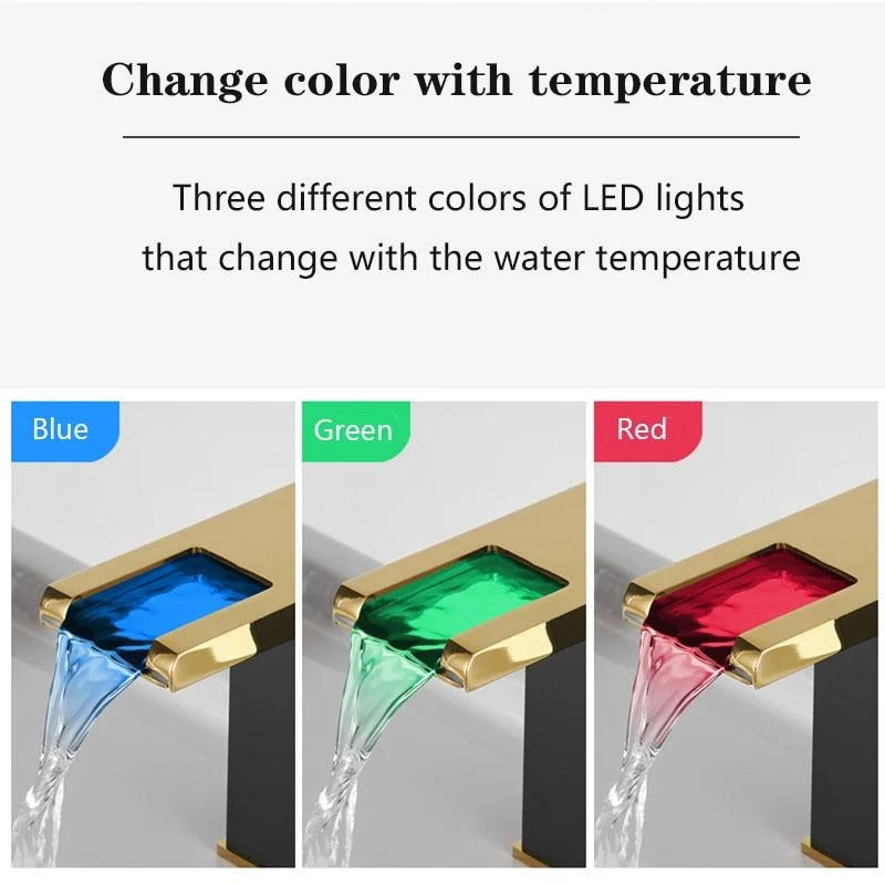 LED Waterfall Tap Color Changes With Temperature Basin Mixer Tap -Bathlova