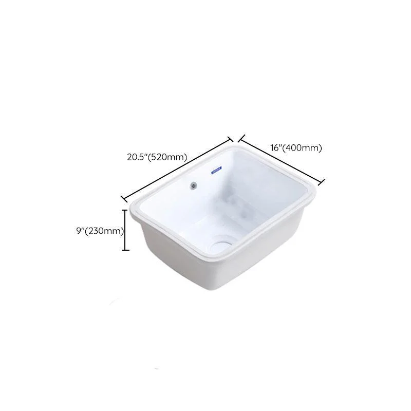 Modern Bathroom Sink Porcelain with Overflow and Drain Assembly Undermount Vanity Sink -Bathlova