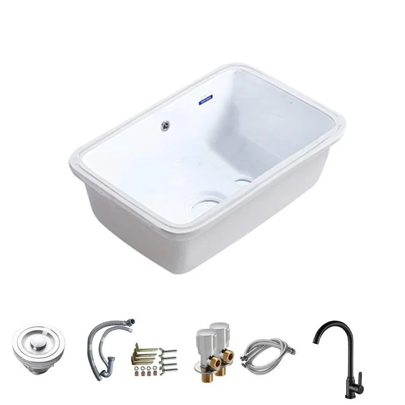 Modern Bathroom Sink Porcelain with Overflow and Drain Assembly Undermount Vanity Sink -Bathlova