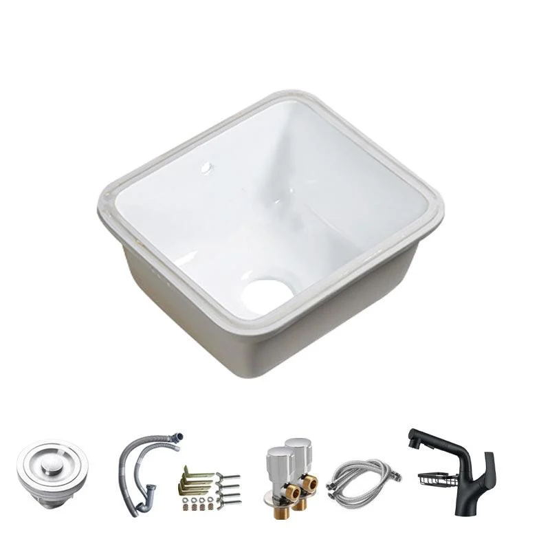 Modern Bathroom Sink Porcelain with Overflow and Drain Assembly Undermount Vanity Sink -Bathlova