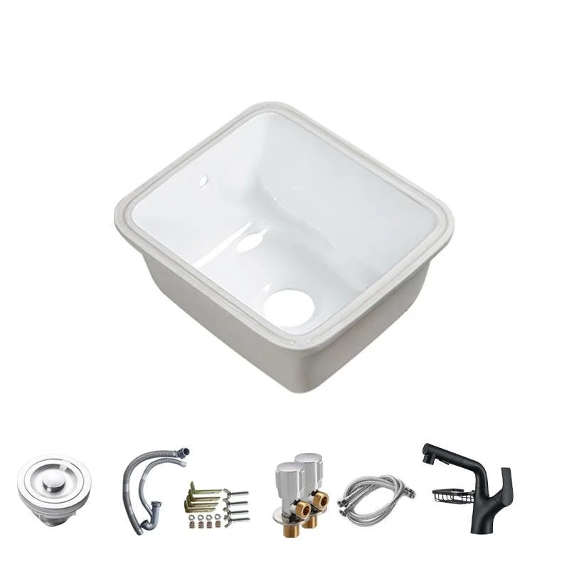 Modern Bathroom Sink Porcelain with Overflow and Drain Assembly Undermount Vanity Sink -Bathlova