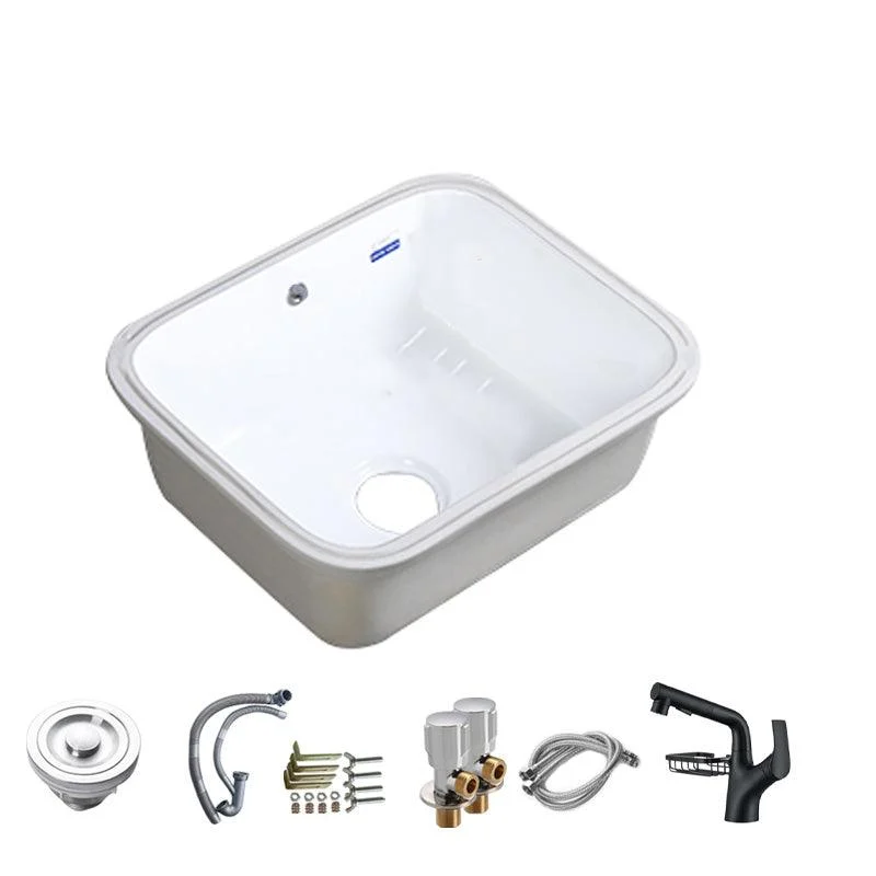 Modern Bathroom Sink Porcelain with Overflow and Drain Assembly Undermount Vanity Sink -Bathlova