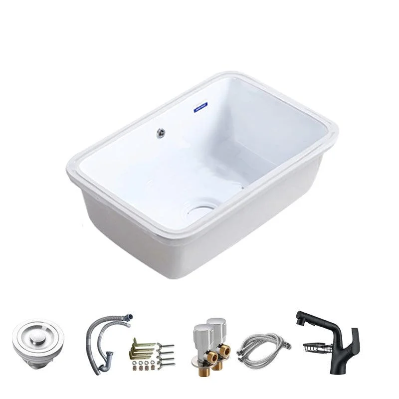 Modern Bathroom Sink Porcelain with Overflow and Drain Assembly Undermount Vanity Sink -Bathlova