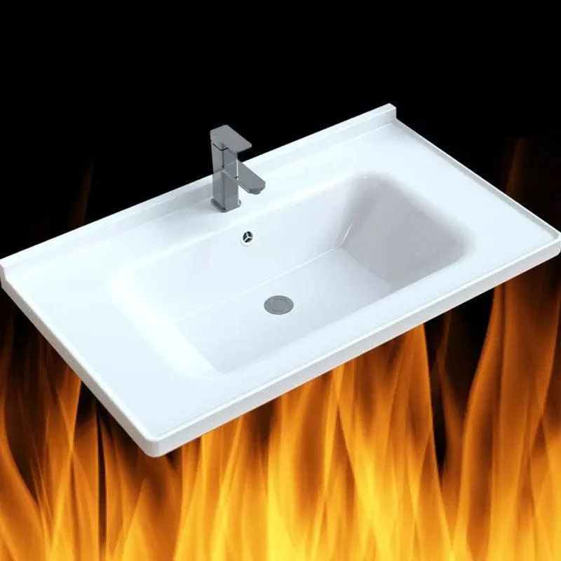 Modern Bathroom Sink Porcelain with Overflow Drop-in Bathroom Sink(Not Included Tap) -Bathlova