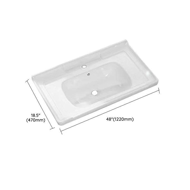 Modern Bathroom Sink Porcelain with Overflow Drop-in Bathroom Sink(Not Included Tap) -Bathlova