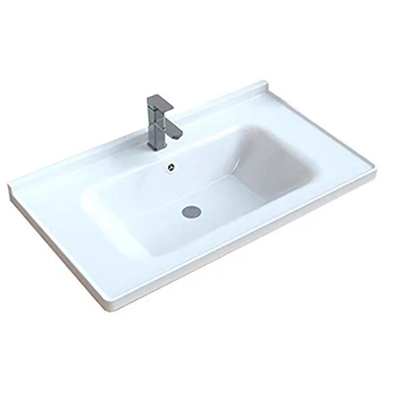 Modern Bathroom Sink Porcelain with Overflow Drop-in Bathroom Sink(Not Included Tap) -Bathlova