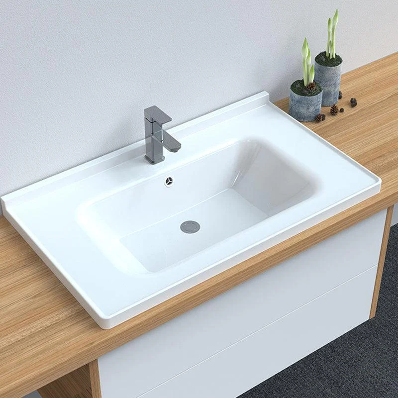 Modern Bathroom Sink Porcelain with Overflow Drop-in Bathroom Sink(Not Included Tap) -Bathlova