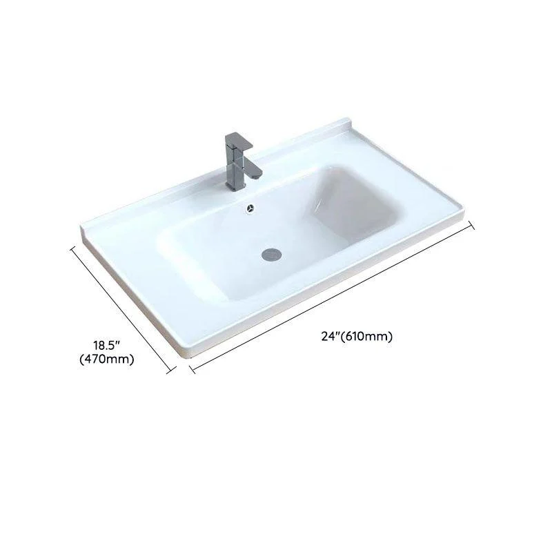 Modern Bathroom Sink Porcelain with Overflow Drop-in Bathroom Sink(Not Included Tap) -Bathlova