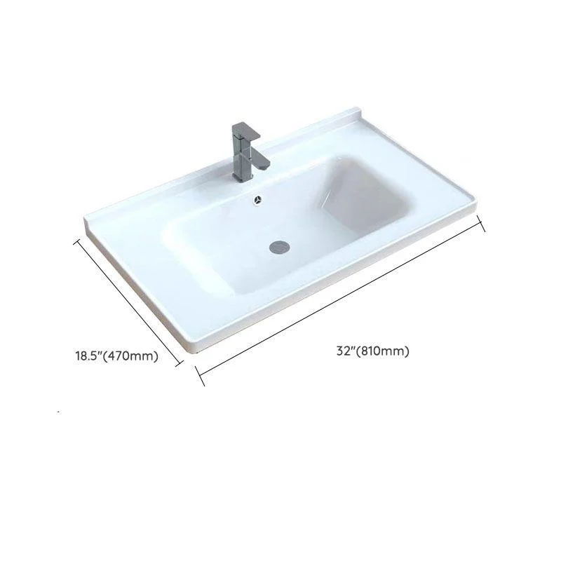 Modern Bathroom Sink Porcelain with Overflow Drop-in Bathroom Sink(Not Included Tap) -Bathlova