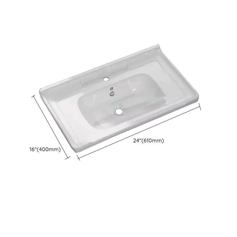 Modern Bathroom Sink Porcelain with Overflow Drop-in Bathroom Sink(Not Included Tap) -Bathlova