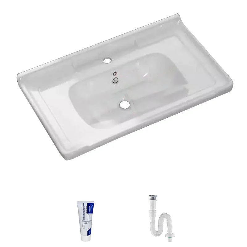 Modern Bathroom Sink Porcelain with Overflow Drop-in Bathroom Sink(Not Included Tap) -Bathlova