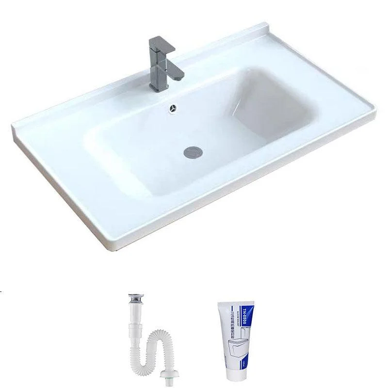 Modern Bathroom Sink Porcelain with Overflow Drop-in Bathroom Sink(Not Included Tap) -Bathlova