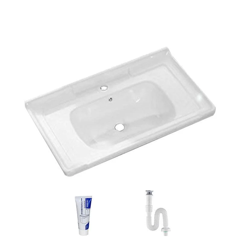 Modern Bathroom Sink Porcelain with Overflow Drop-in Bathroom Sink(Not Included Tap) -Bathlova