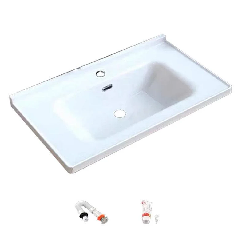 Modern Bathroom Sink Porcelain with Overflow Drop-in Bathroom Sink(Not Included Tap) -Bathlova