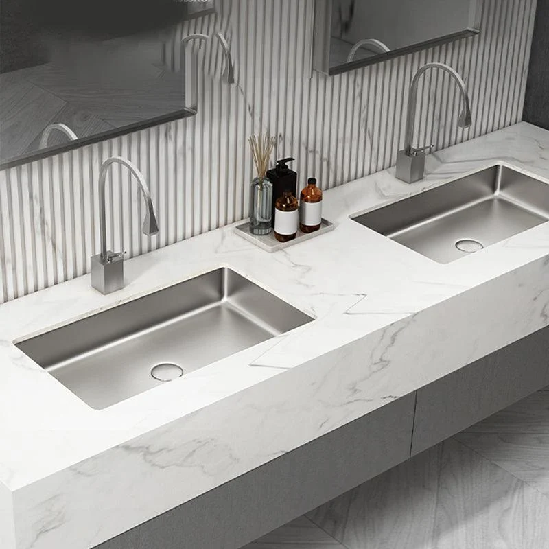 Modern Bathroom Sink Rectangular Metal Drop-in Bathroom Sink with Pop-Up Drain -Bathlova