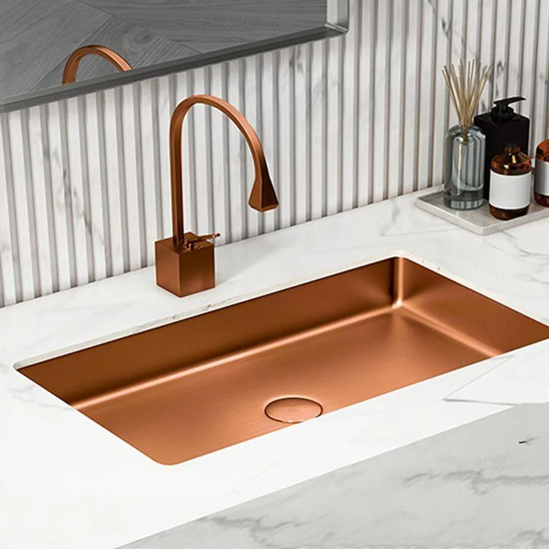 Modern Bathroom Sink Rectangular Metal Drop-in Bathroom Sink with Pop-Up Drain -Bathlova