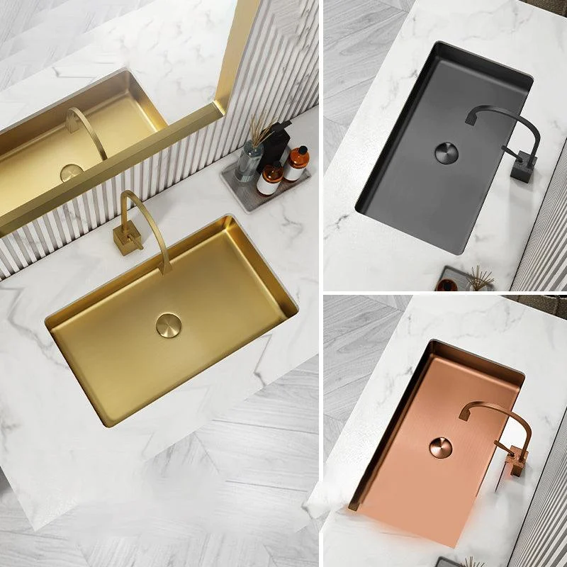 Modern Bathroom Sink Rectangular Metal Drop-in Bathroom Sink with Pop-Up Drain -Bathlova