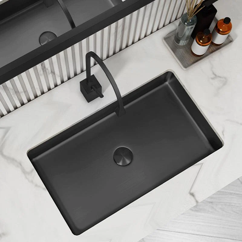 Modern Bathroom Sink Rectangular Metal Drop-in Bathroom Sink with Pop-Up Drain -Bathlova