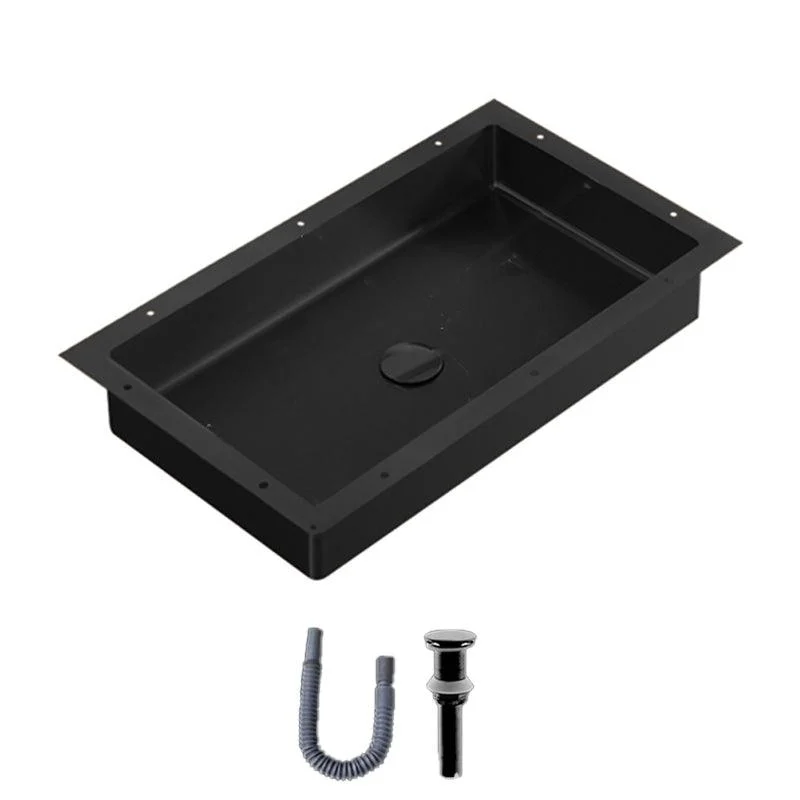 Modern Bathroom Sink Rectangular Metal Drop-in Bathroom Sink with Pop-Up Drain -Bathlova