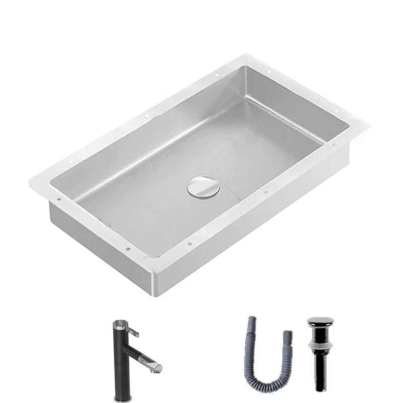 Modern Bathroom Sink Rectangular Metal Drop-in Bathroom Sink with Pop-Up Drain -Bathlova