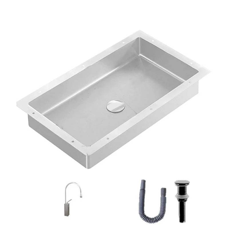 Modern Bathroom Sink Rectangular Metal Drop-in Bathroom Sink with Pop-Up Drain -Bathlova